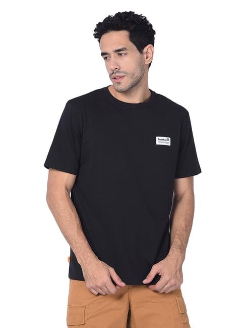 timberland black regular fit logo print crew t-shirt