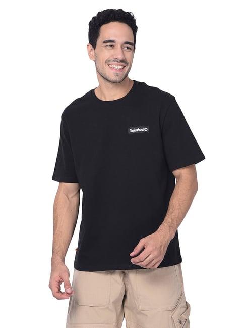 timberland black regular fit logo print crew t-shirt