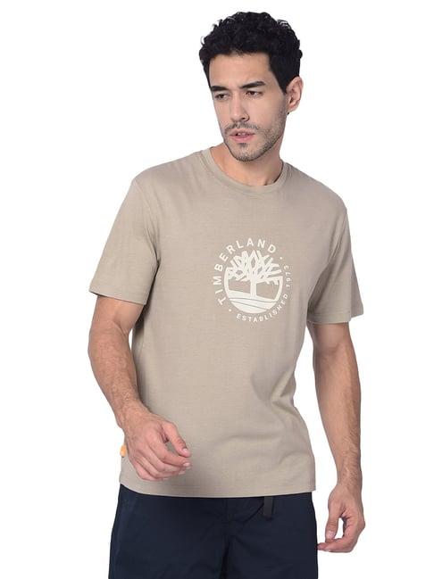 timberland grey regular fit printed crew t-shirt