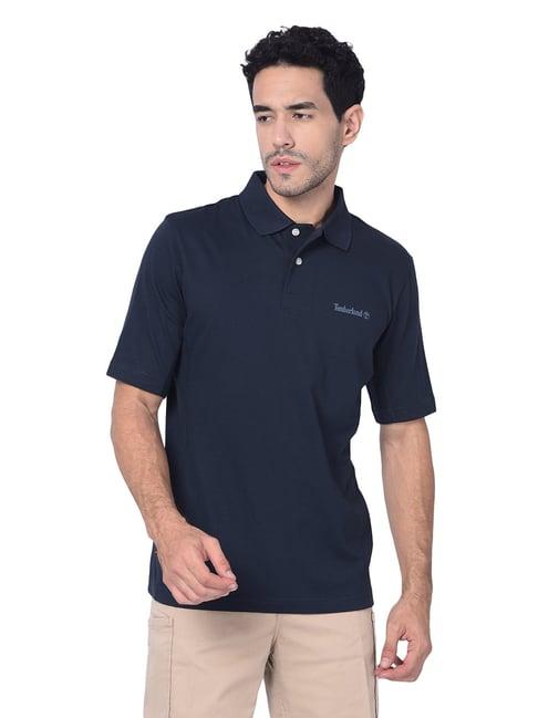 timberland navy regular fit logo print polo t-shirt