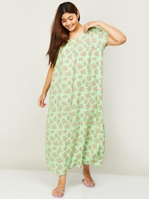 nexus by lifestyle green floral print nighty