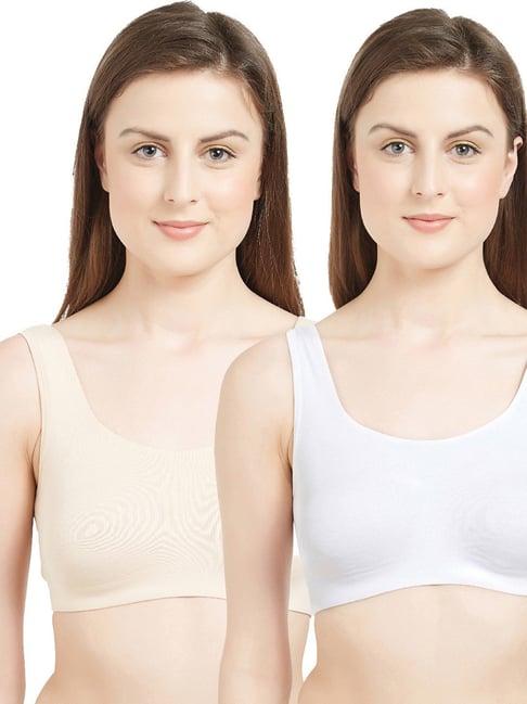 soie white & skin sports bra - pack of 2