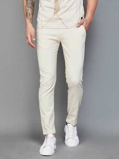 bossini beige super slim fit trousers