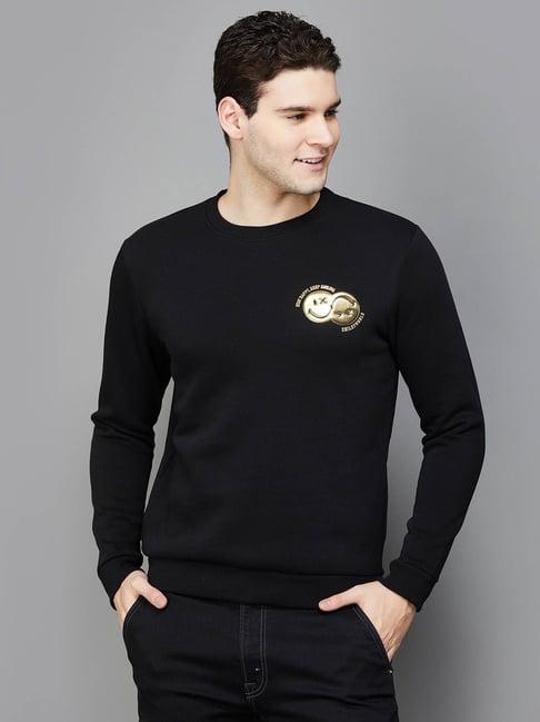 smileyworld black cotton regular fit sweatshirt