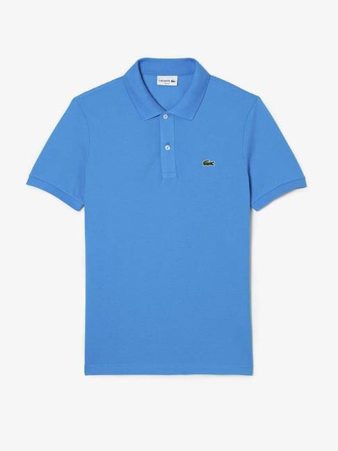 lacoste blue cotton slim fit polo t-shirt