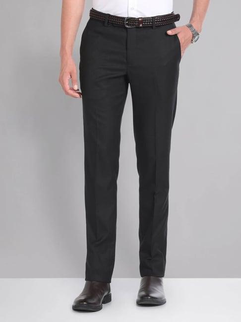 ad by arvind black slim fit trousers