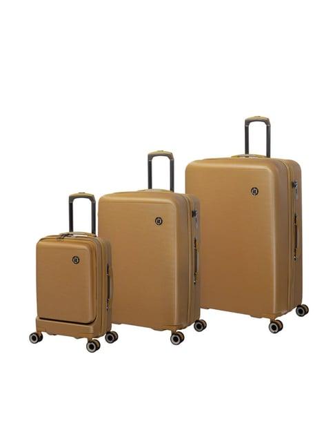 it luggage rapidity cuban gold striped hard large trolley bag set of 3 - 157 ltrs