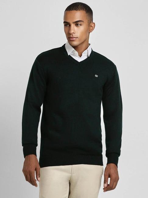 peter england casuals green regular fit sweater