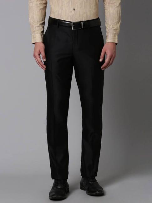 louis philippe black slim fit trousers