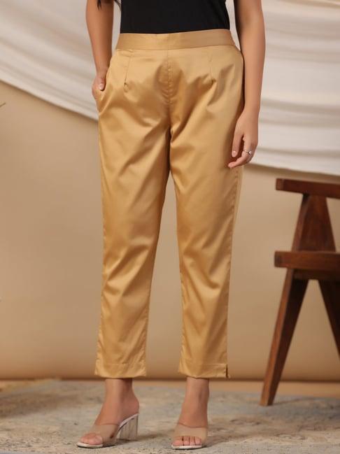 juniper gold solid lycra women drawstring pants with single side pocket