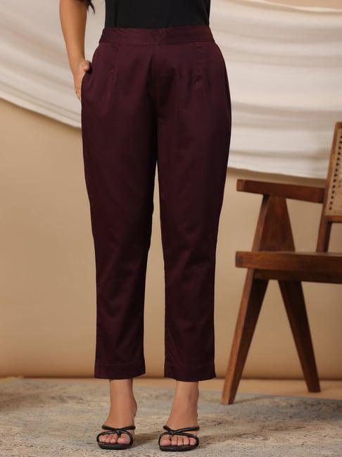 juniper plum solid lycra women drawstring pants with single side pocket