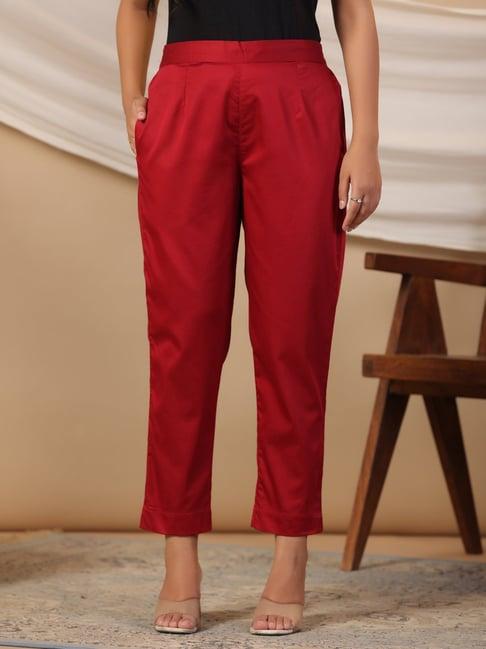 juniper maroon solid lycra women drawstring pants with single side pocket