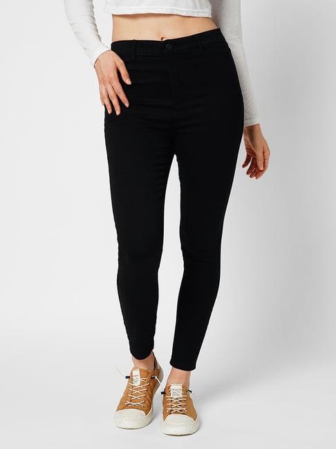 only black blended skinny fit high rise jeans