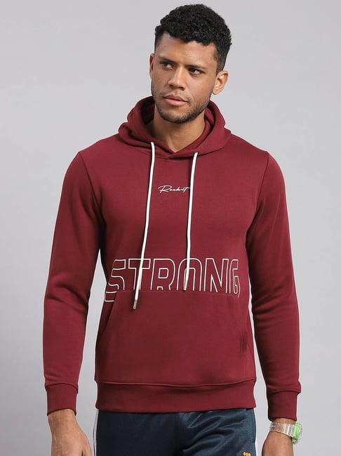 rock.it wine regular fit printed hooded sweatshirt