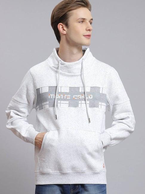 monte carlo ecru regular fit printed sweatshirt