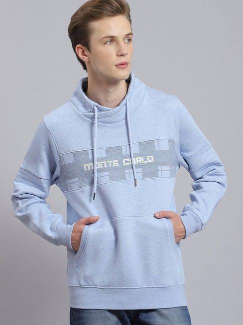 monte carlo sky melange regular fit printed sweatshirt