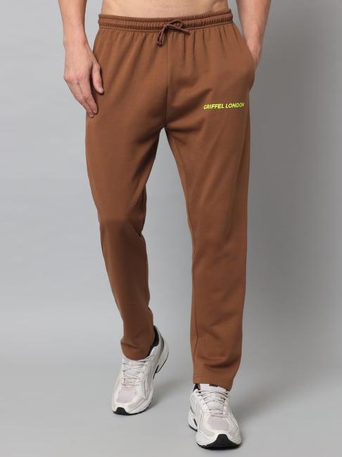 griffel brown regular fit logo print trackpants