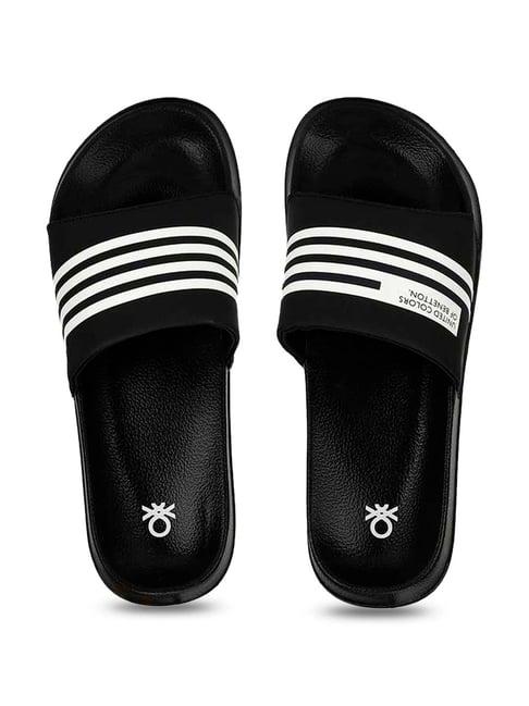 united colors of benetton men's black slides