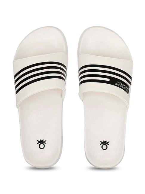 united colors of benetton men's white slides