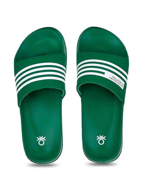 united colors of benetton men's green slides