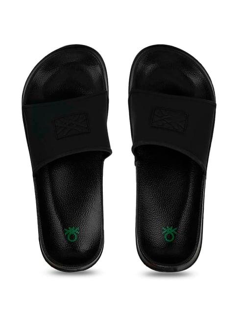 united colors of benetton men's black slides