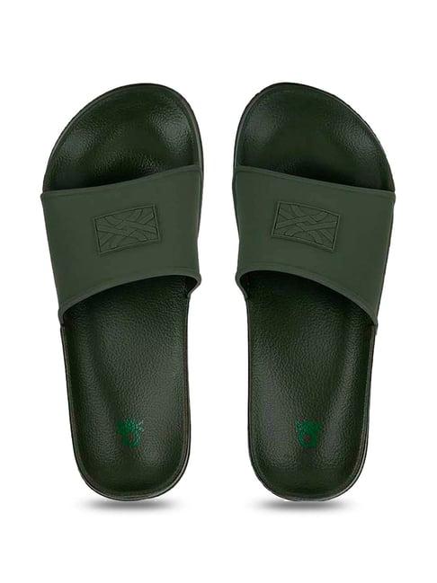 united colors of benetton men's olive slides