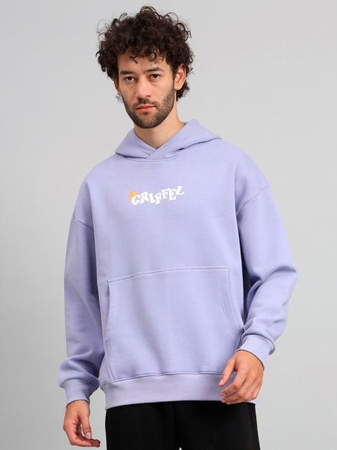 griffel mauve loose fit graphic print oversized hooded sweatshirt