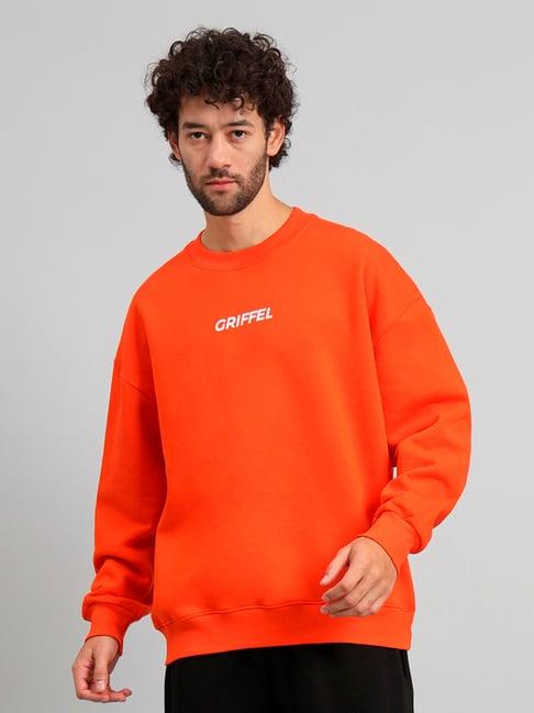 griffel orange loose fit logo print oversized sweatshirt