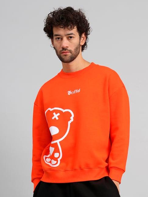 griffel orange loose fit graphic print oversized sweatshirt