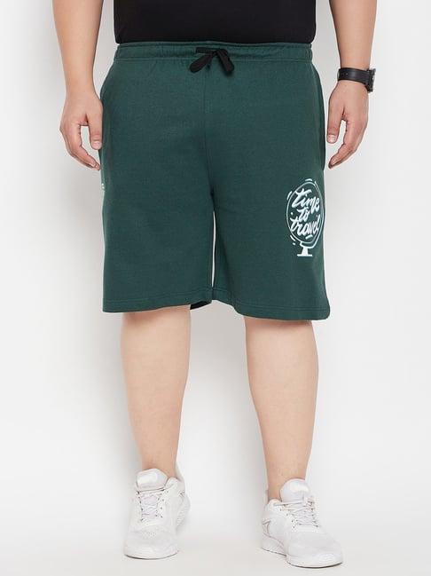 bigbanana bottle green regular fit printed shorts