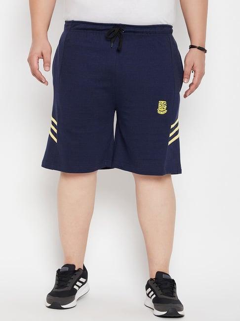 bigbanana navy blue regular fit striped shorts