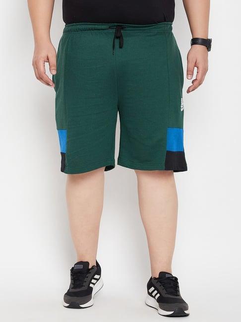 bigbanana mid green regular fit colour block shorts