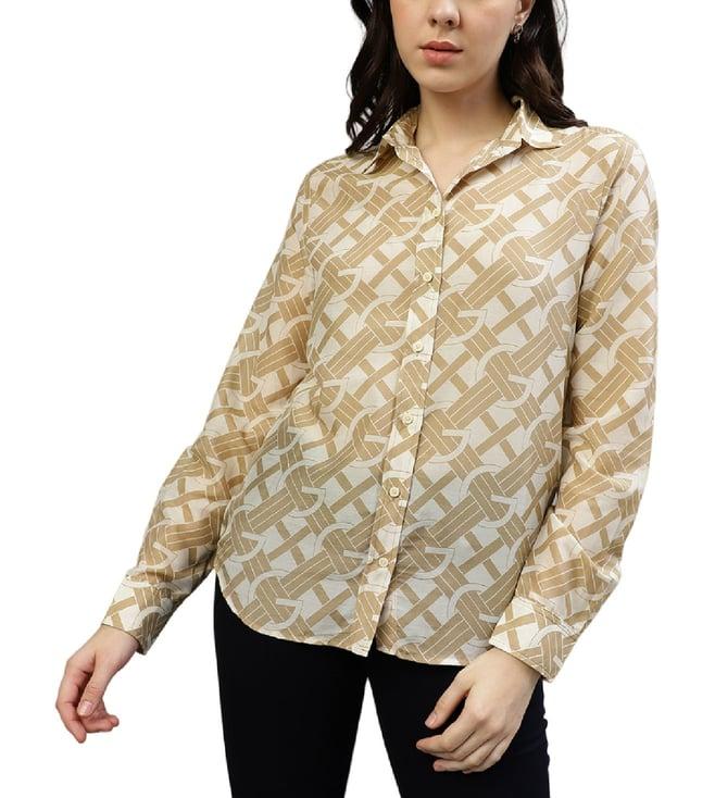 gant khaki fashion printed regular fit shirt