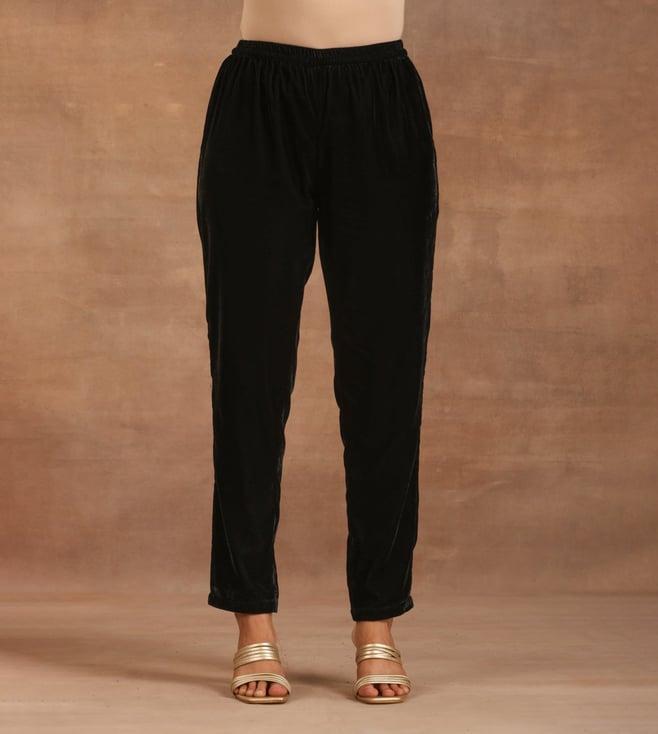 truebrowns black velvet pant