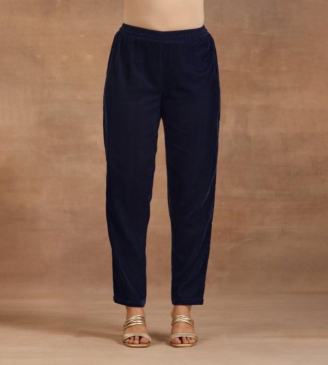 truebrowns midnight blue velvet pant