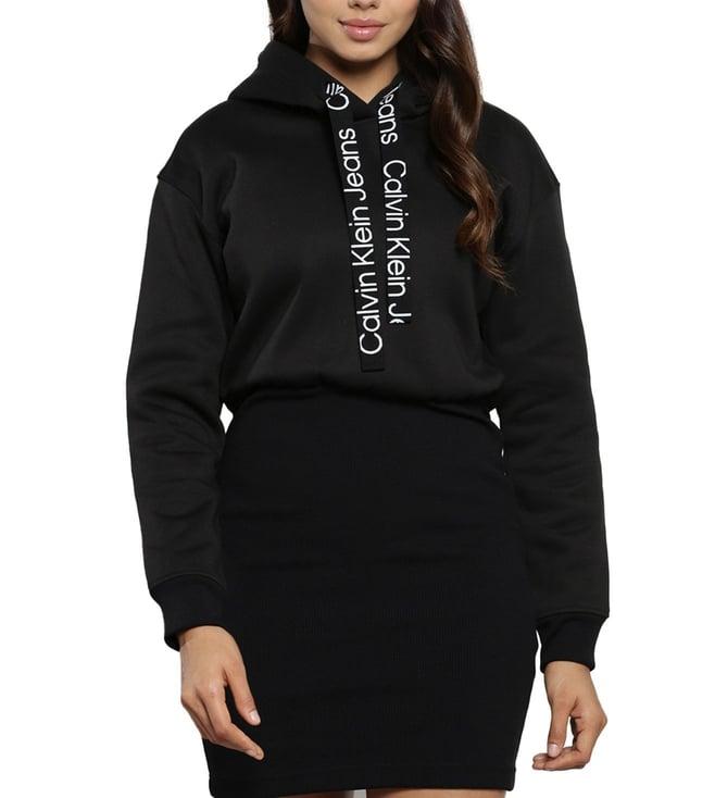 calvin klein black logo bodycon dress