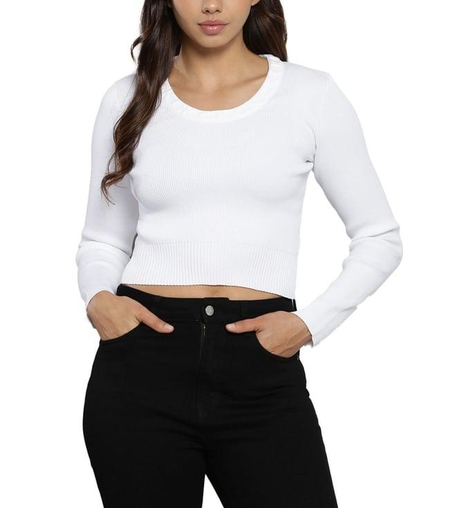 calvin klein white self slim fit sweater