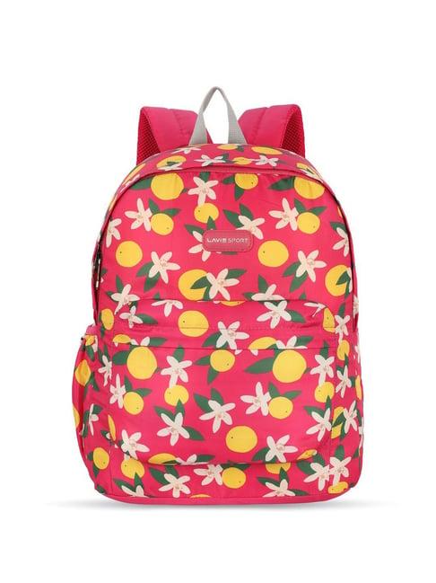 lavie sport lime 18l printed casual backpack |school bag for girls (magenta)