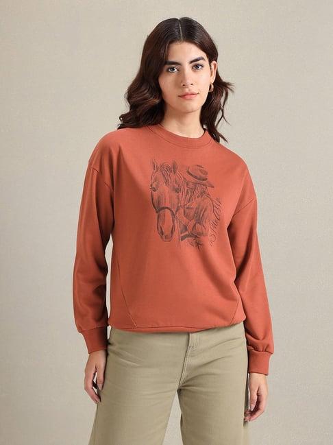 u.s. polo assn. rust printed sweatshirt