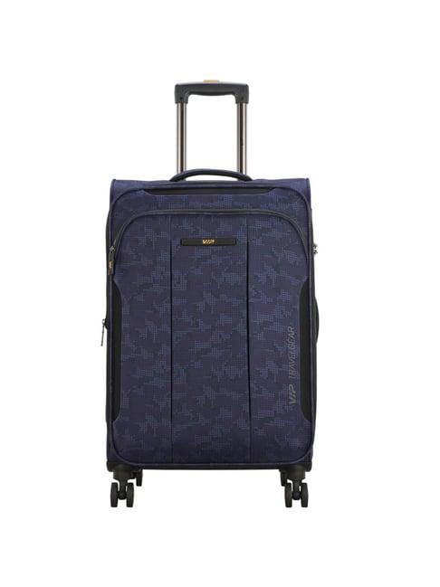 vip covert blue printed soft medium trolley bag - 30 cm