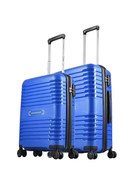 aristocrat harbor blue solid hard medium trolley bag pack of 2