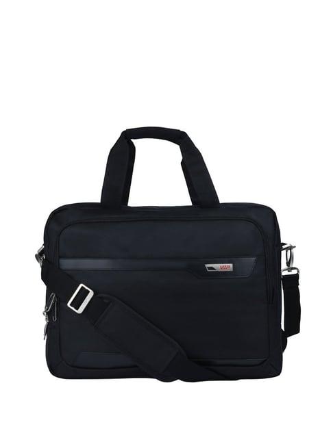 vip terminal black solid polyester laptop messenger bag