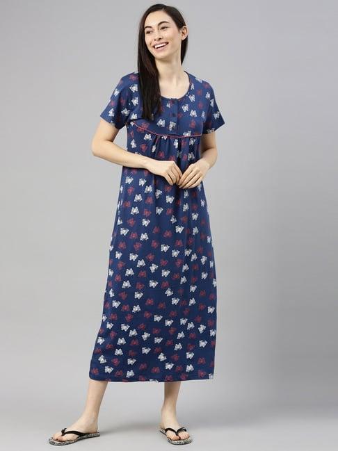 kryptic navy printed night dress