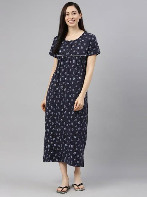 kryptic navy printed night dress