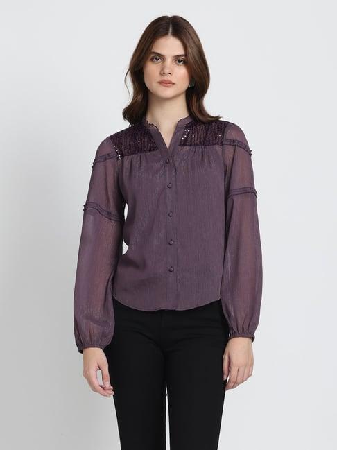 shaye purple embellished shirt