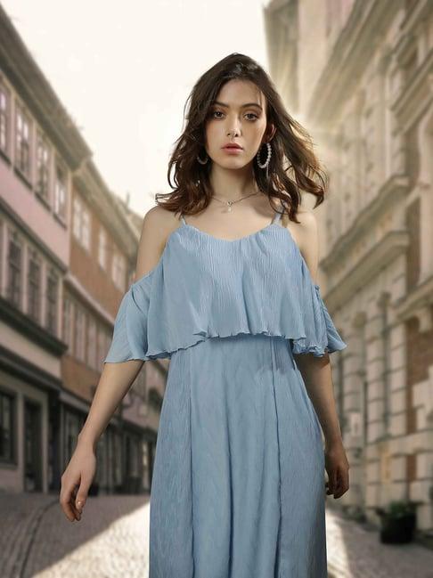 zink london blue pleated maxi dress