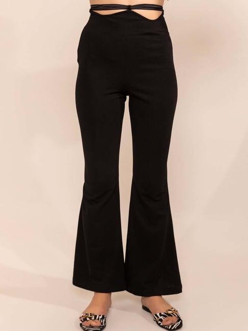 kaori by shreya agarwal black high rise bootcut trousers