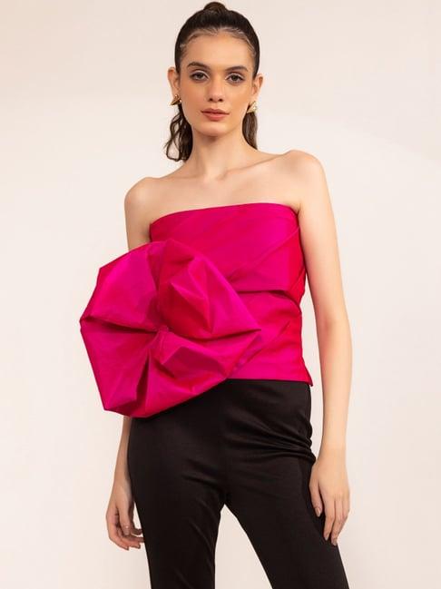 kaori by shreya agarwal pink pleated tube top