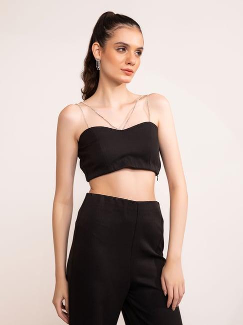 kaori by shreya agarwal black cotton crop top