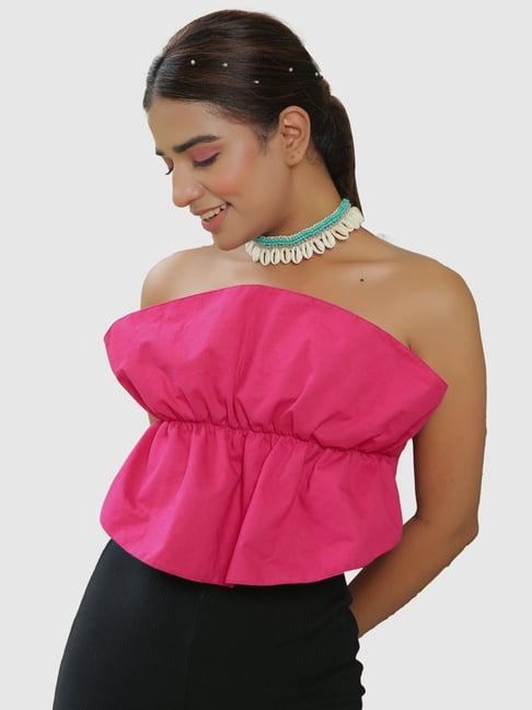 kaori by shreya agarwal pink cotton crop top